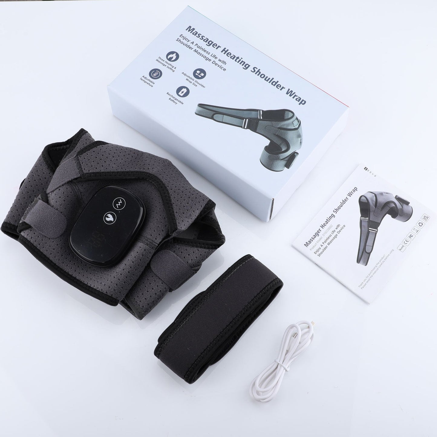 3 Speed Vibration Massage Shoulder Massager & Heating Pad