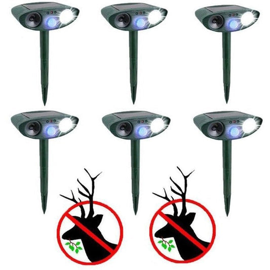 Ultrasonic Deer Repeller - PACK 1 UP TO 6 - Solar Powered - Flashing Light- Get Rid of Deer in 48 Hours or It's FREE