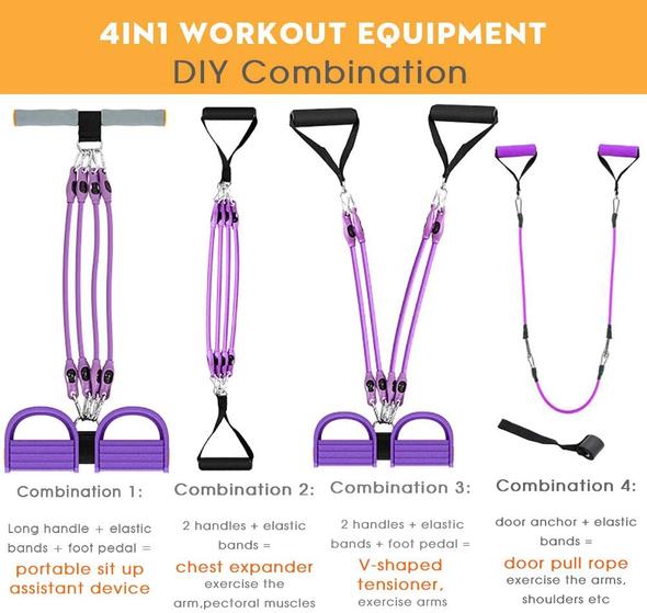 4 Tubes Tension Rope Pedal Resistance Band