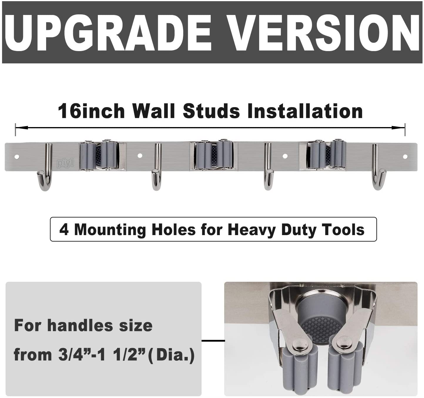 Stainless Steel Heavy Duty Wall Mounted Mop Hook