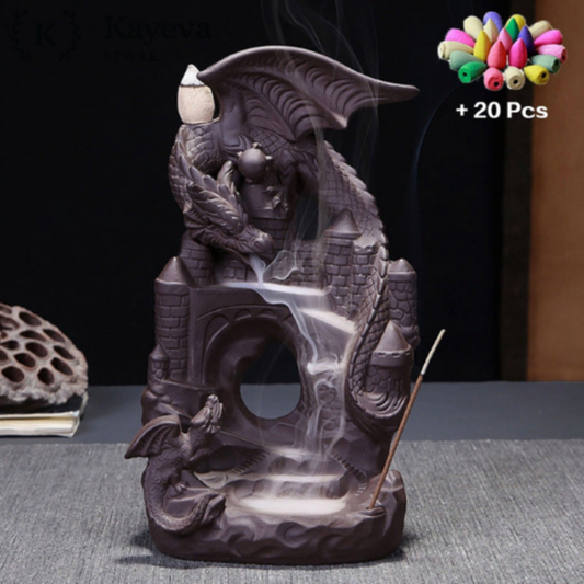 Incense Burner Mystic Dragon Waterfall Down Flow Draft