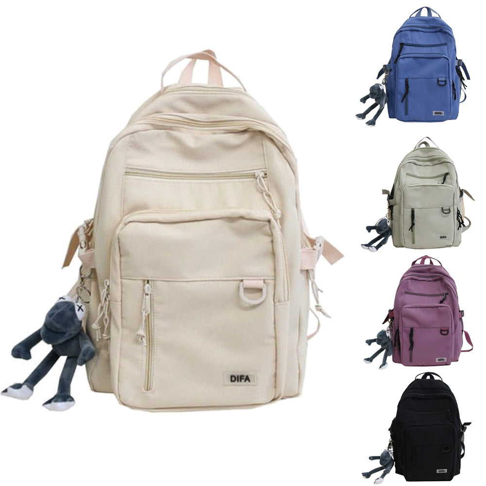 Waterproof Large Capacity Double-deck Nylon Women Backpack Multi-pocket Ring Buckle Portable College Girl's Schoolbag New