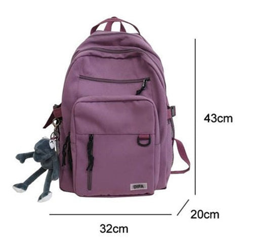 Waterproof Large Capacity Double-deck Nylon Women Backpack Multi-pocket Ring Buckle Portable College Girl's Schoolbag New