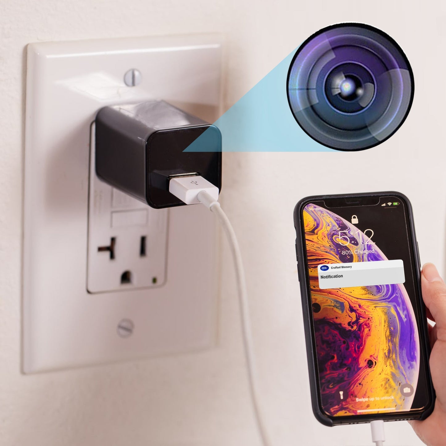 Smart Discreet USB Charger HD Security Camera with Audio