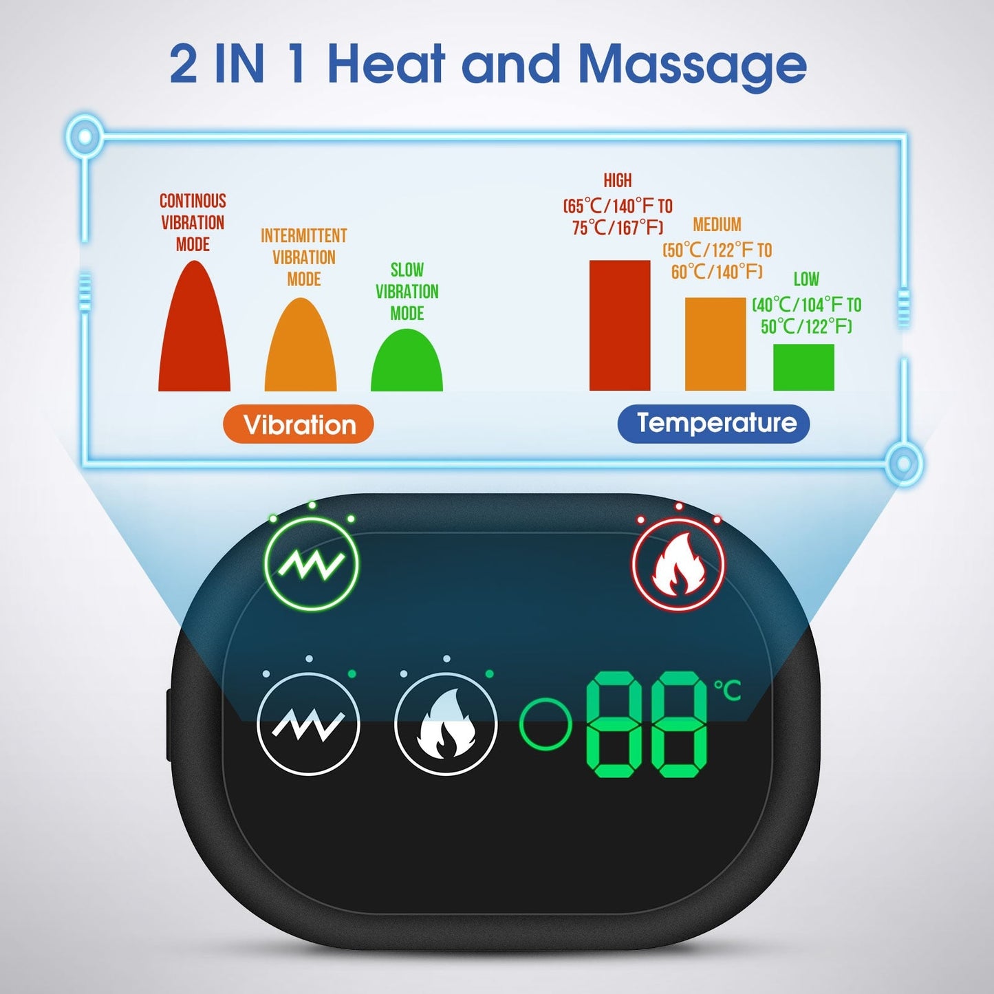 3 Speed Vibration Massage Shoulder Massager & Heating Pad