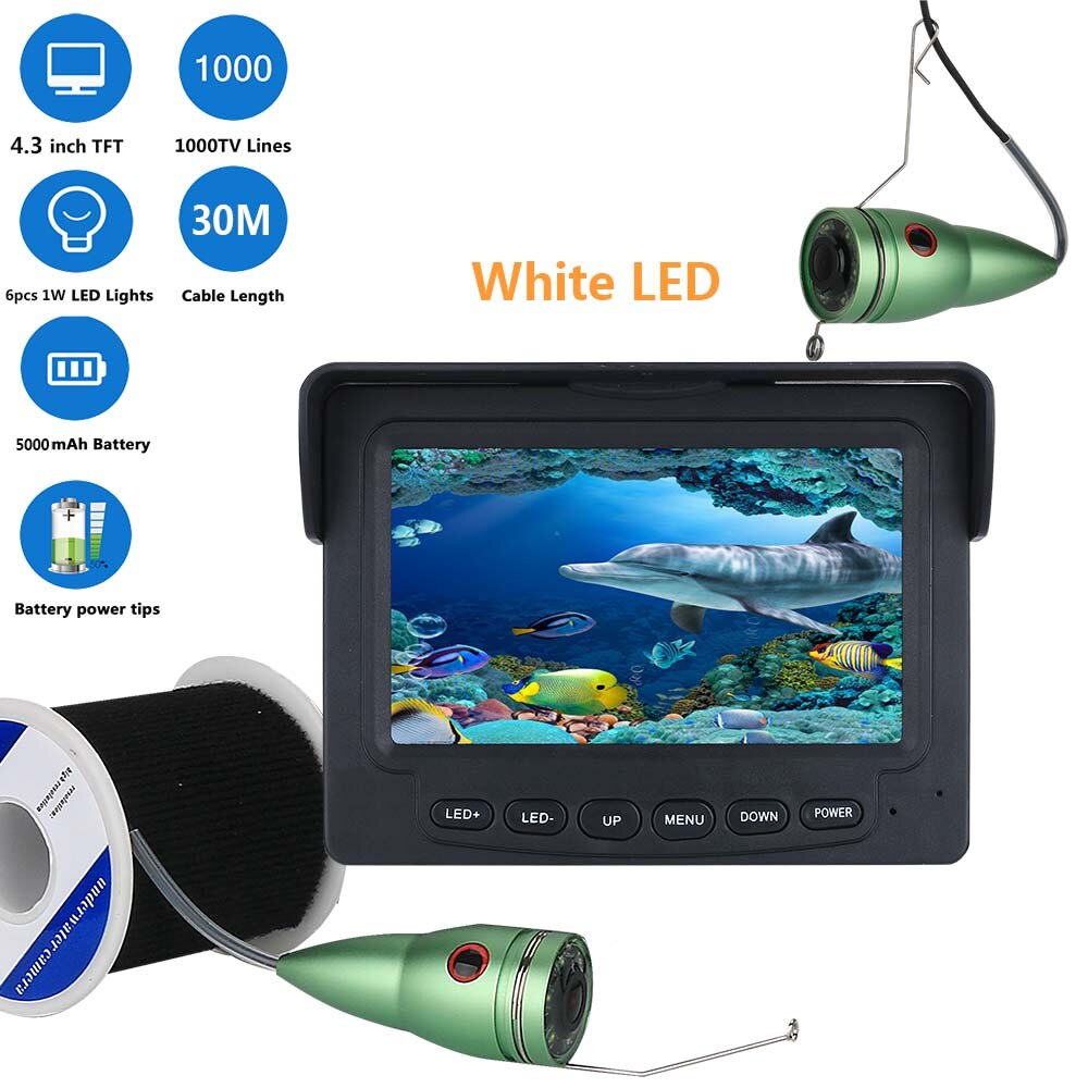 4.3 Inch 1200TVL Underwater Fish Finder Fishing Camera 12pcs White LEDs Camera Light Off Function Fishfinder IP68