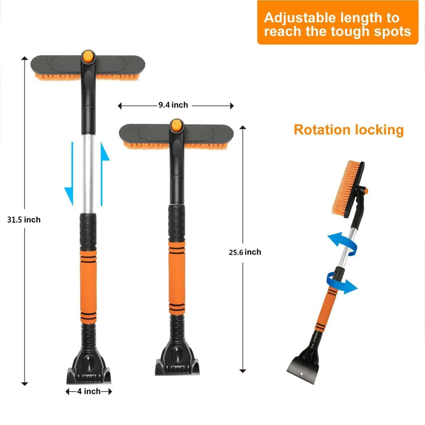 Snow Removal Brush - Extendable Ice Scraper for Car, SUV & Truck Windshield Ice Windows