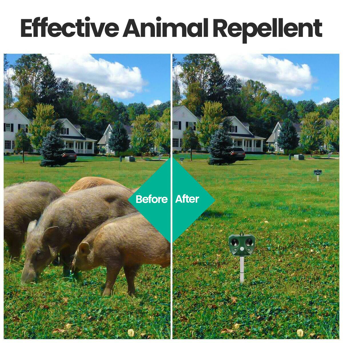 Upgraded Solar Ultrasonic Animal Repellent