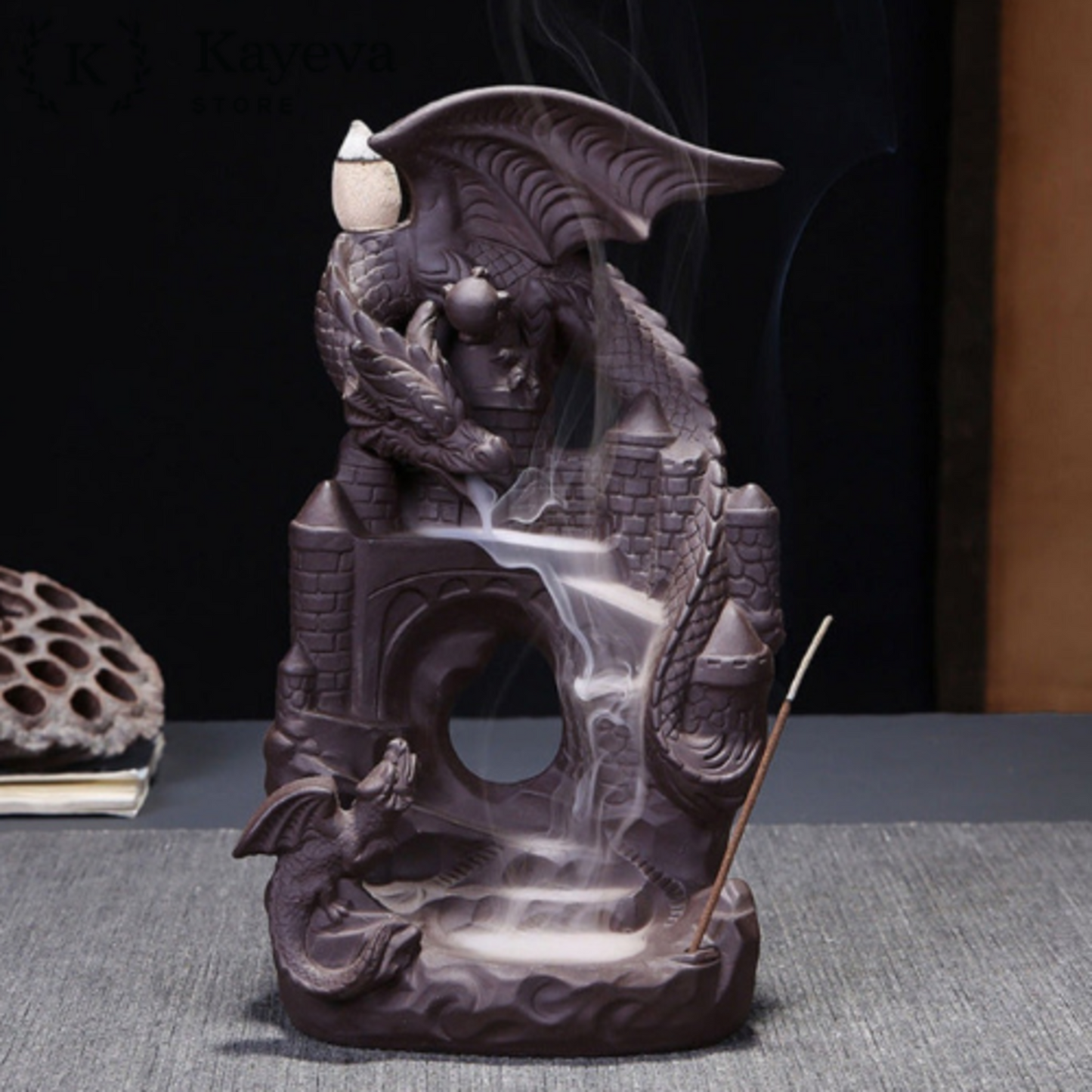 Incense Burner Mystic Dragon Waterfall Down Flow Draft