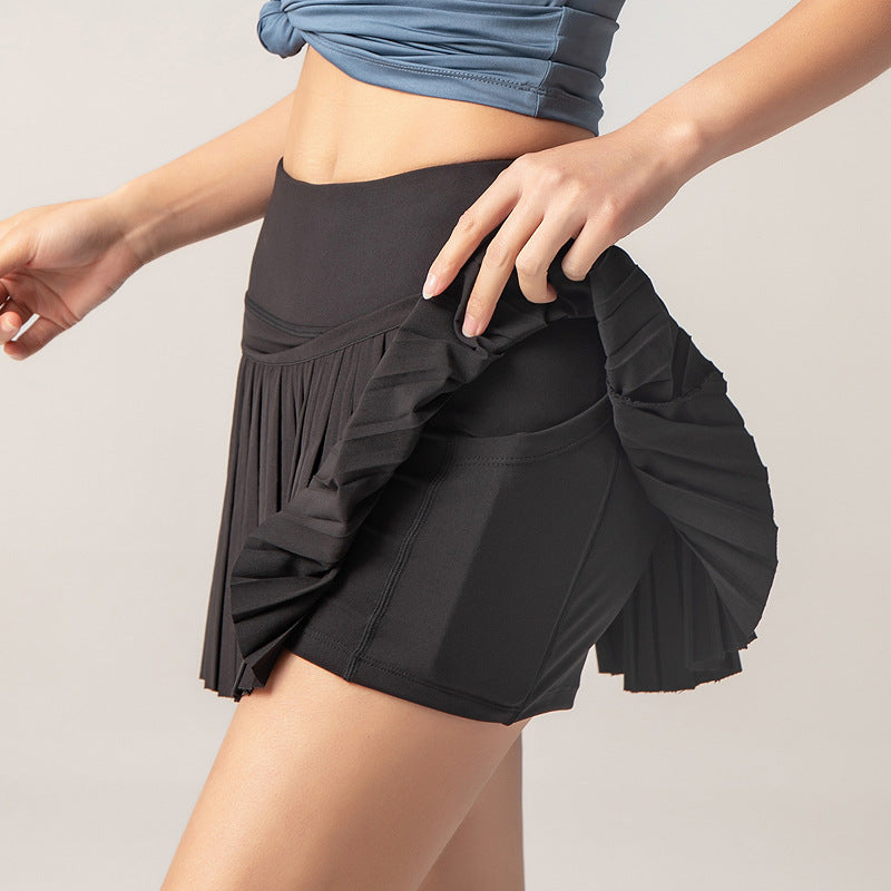 Everyday 2-in-1 Mid Rise Side Pocket Pleated Tennis Skirt Gold Hinge Skirt