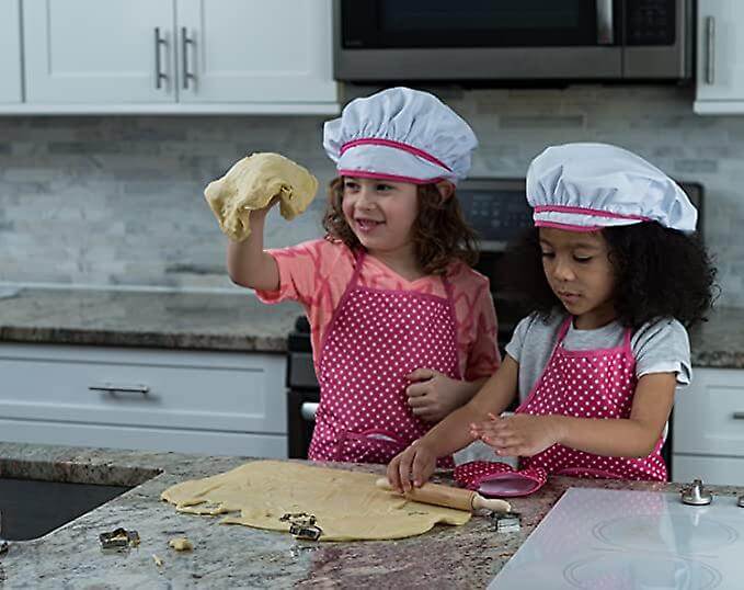 Complete Kids Cooking And Baking Set - 11 Pcs Includes Apron For , Chef Hat, Utensil &  Mitt For Toddler Dress Up Chef (Pink)