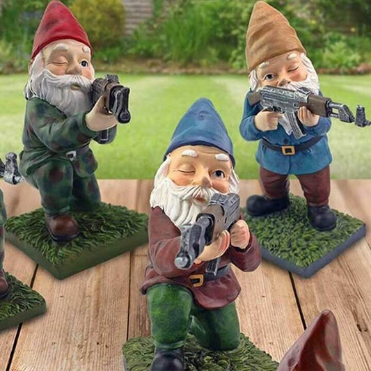 Army Garden Gnome Holding AK47 Statue