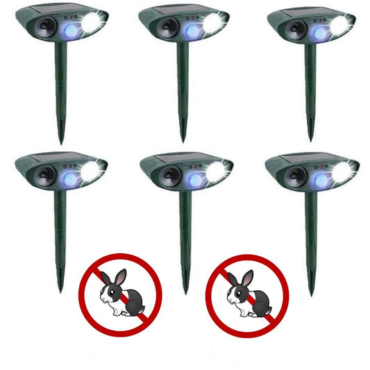 Ultrasonic Rabbit Repeller - PACK OF 6 - Solar Powered - Flashing Light- Get Rid of rabbit in 48 Hours or It's FREE
