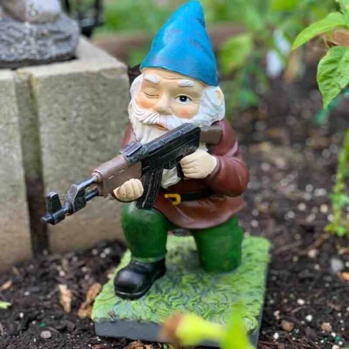 Army Garden Gnome Holding AK47 Statue