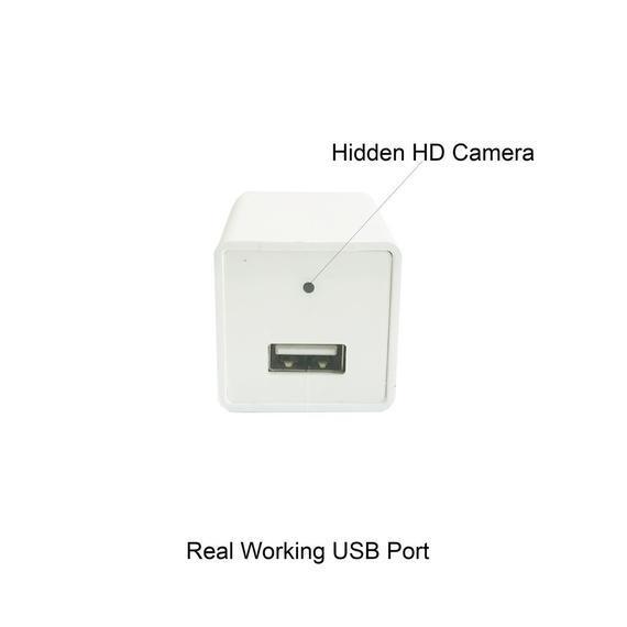 HD 4K USB Wall Charger Camera with Audio White
