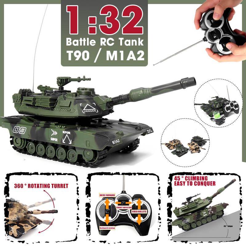 Kids RC Battle Tank 10.5'' Remote Control Fighter Crawler Tanks with Launching BB Bullets