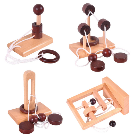 Brain Teasers Toy-3D Wooden Rope Puzzles (Pack)