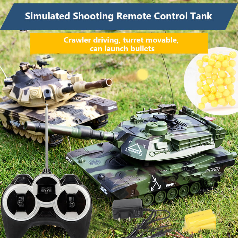 Kids RC Battle Tank 10.5'' Remote Control Fighter Crawler Tanks with Launching BB Bullets