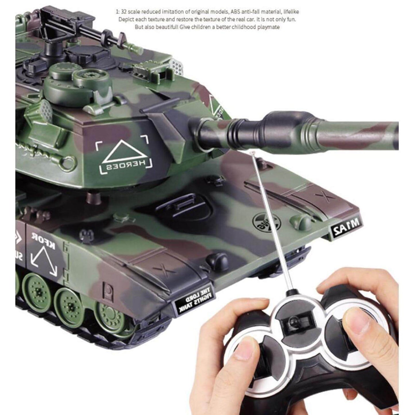 Kids RC Battle Tank 10.5'' Remote Control Fighter Crawler Tanks with Launching BB Bullets