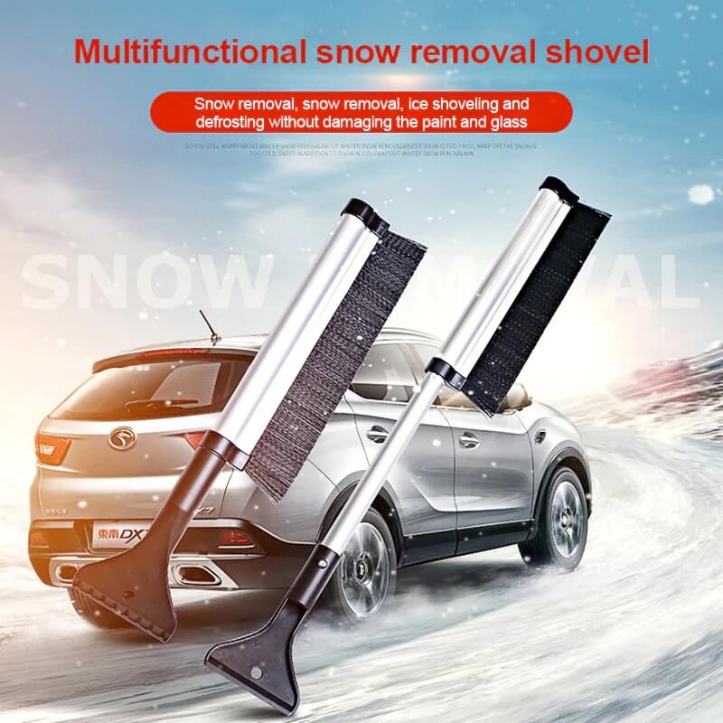 Auto Care Retractable Extendable Snow Brush -  Ice Scraper for Winter Car Vehicle Windshield with Stiff Bristle Brush